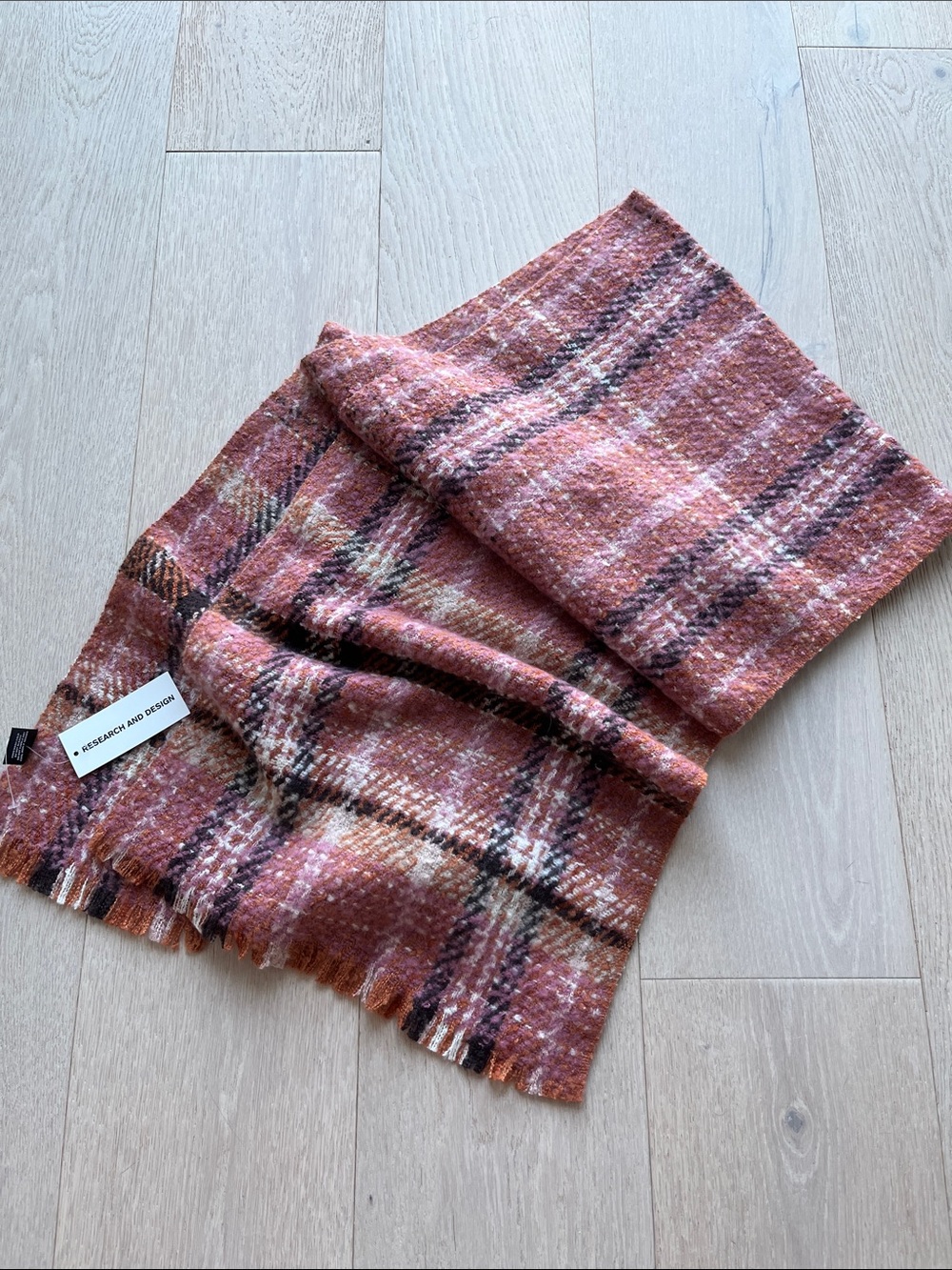 Research & Design Pink Plaid Scarf